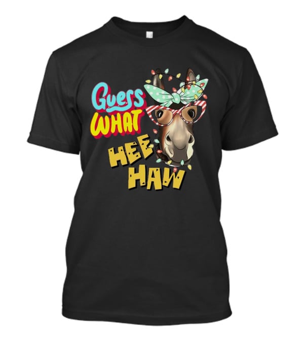 Guess What Hee Haw Christmas Donkey Lights And Glasses T-Shirt