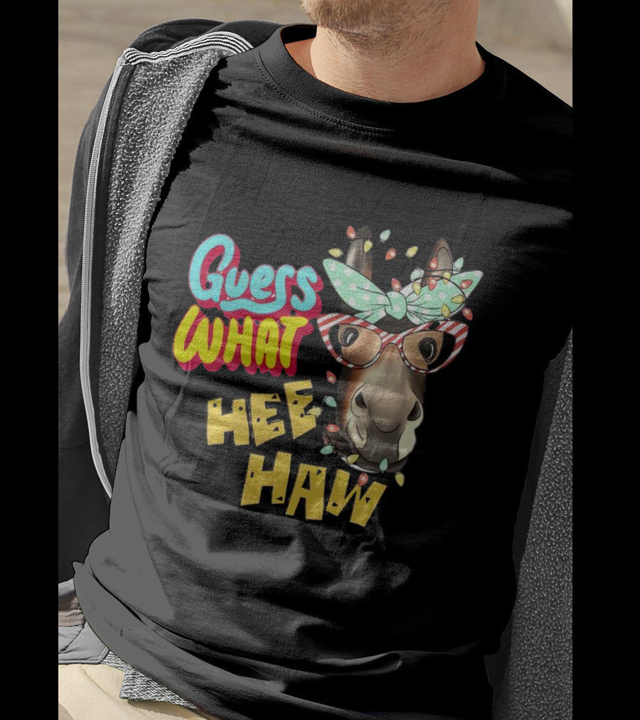 Guess What Hee Haw Christmas Donkey Lights And Glasses T-Shirt