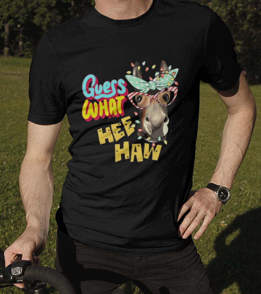 Guess What Hee Haw Christmas Donkey Lights And Glasses T-Shirt