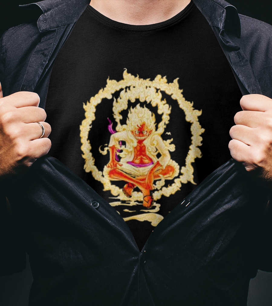 Gear 5 Luffy Surrounded By Fiery Ring Of Flames T-Shirt