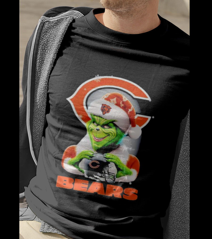 Grinch Chicago Bears Christmas Football Fan T-Shirt