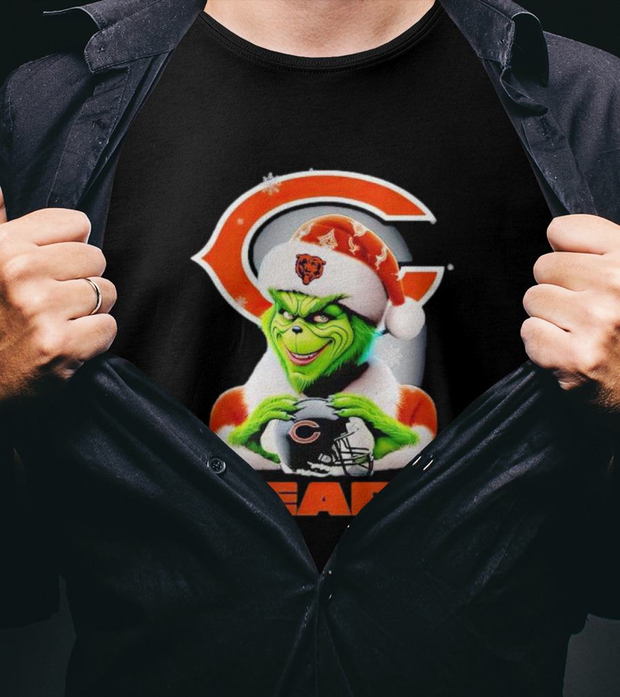 Grinch Chicago Bears Christmas Football Fan T-Shirt