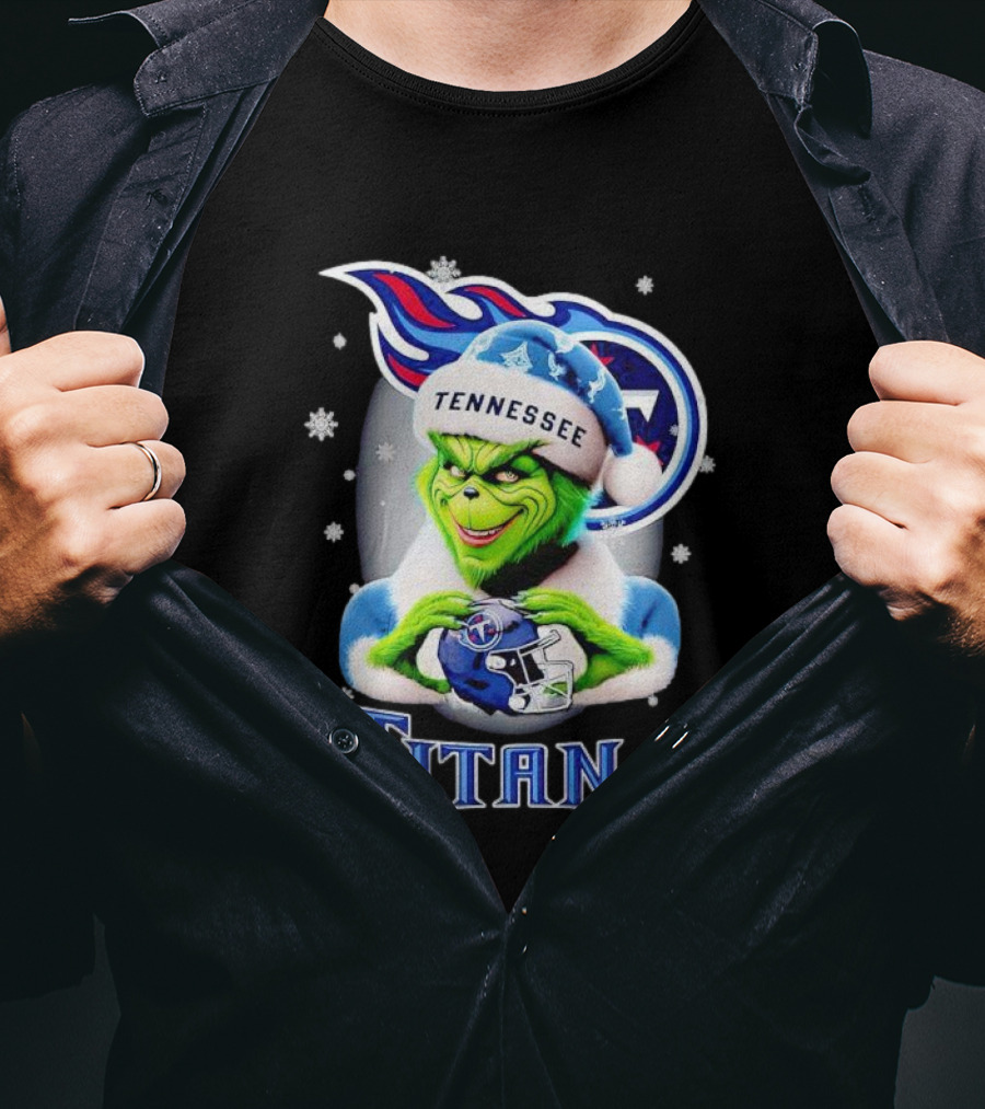 Grinch Tennessee Titans Christmas Snowflakes T-Shirt