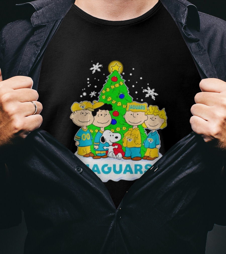 Peanuts Characters Jacksonville Jaguars Christmas Tree Jaguars T-Shirt