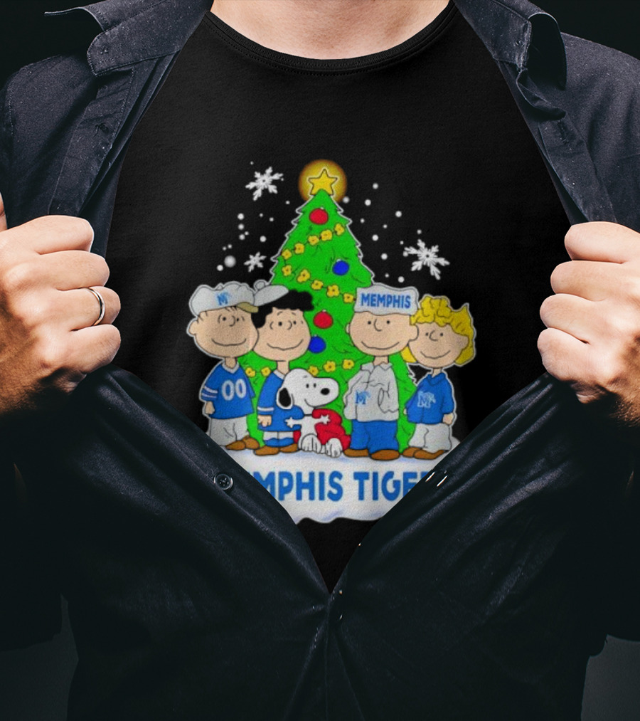 Peanuts Characters Memphis Tigers Christmas Tree T-Shirt