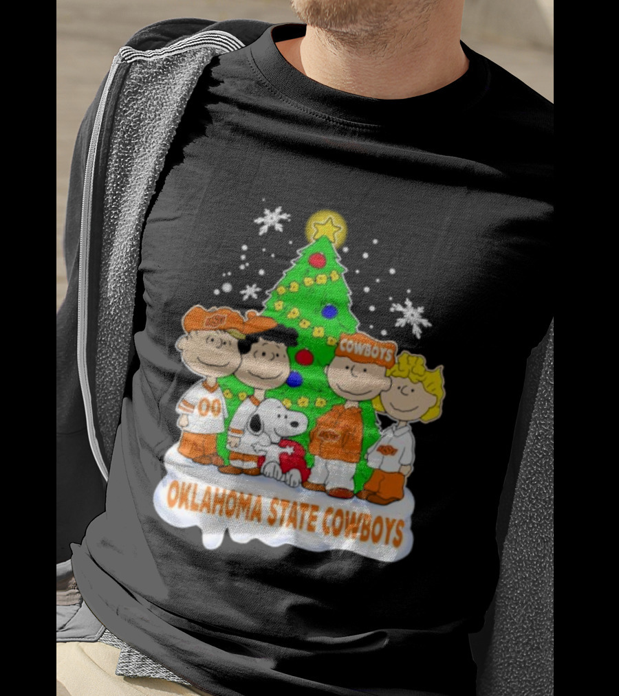 Peanuts Characters Oklahoma State Cowboys Christmas Tree T-Shirt