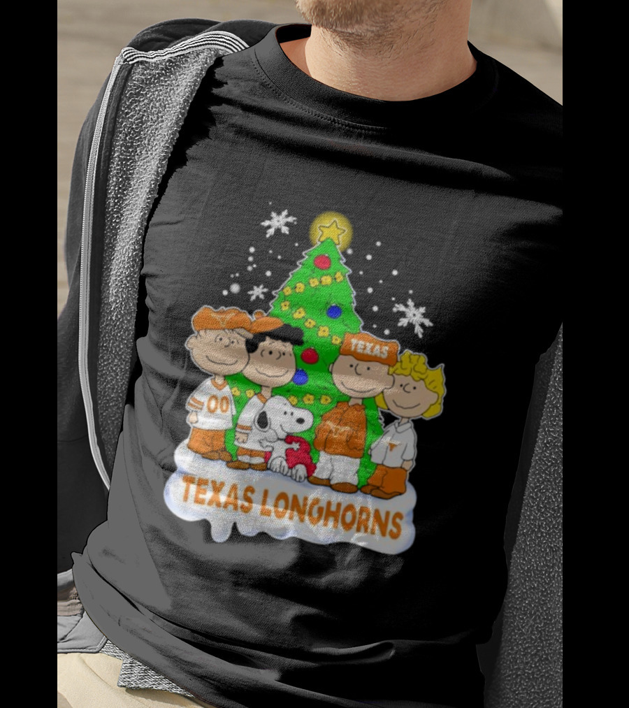 Peanuts Characters Texas Longhorns Christmas Tree T-Shirt