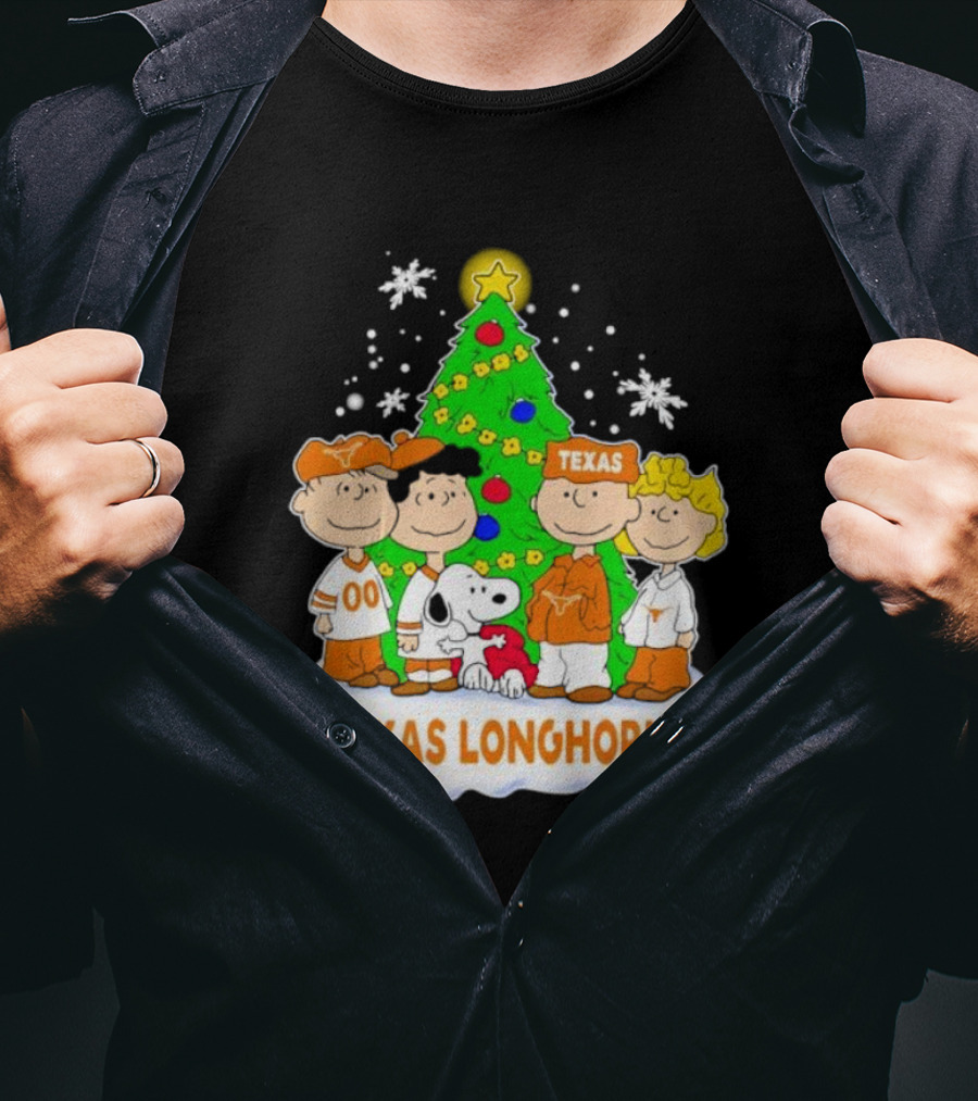 Peanuts Characters Texas Longhorns Christmas Tree T-Shirt