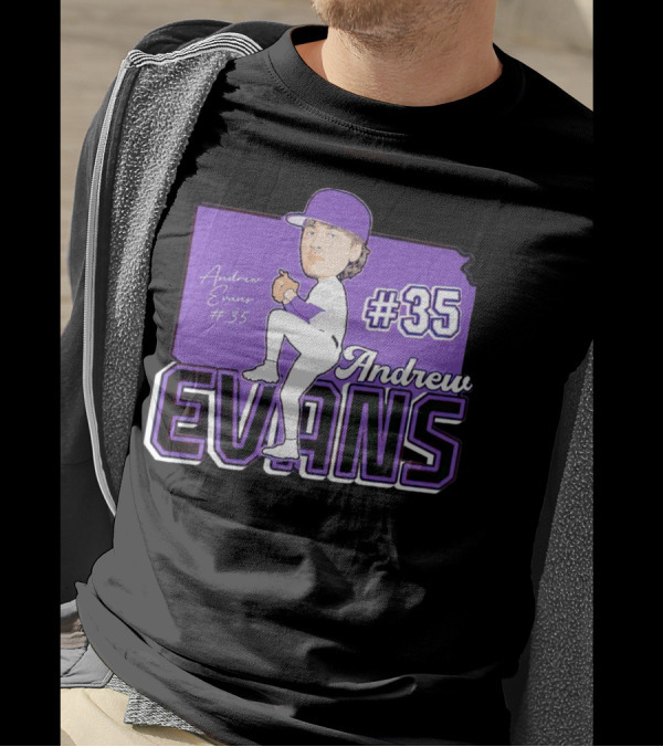 Andrew Evans #35 Kansas State Baseball Signature T-Shirt