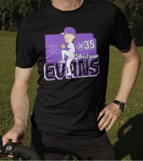 Andrew Evans #35 Kansas State Baseball Signature T-Shirt