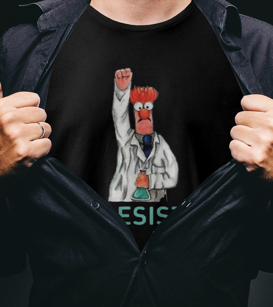 Beaker Fist Raised Resist Muppet Lab Coat Protest T-Shirt