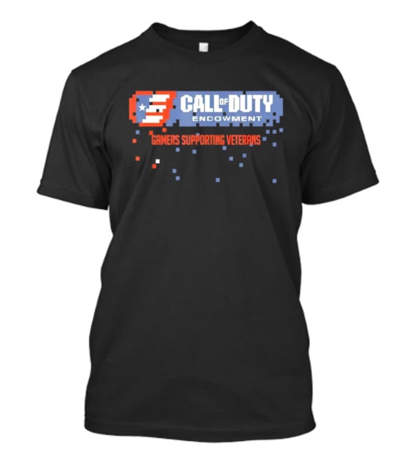 Call Of Duty Endowment Gamers Supporting Veterans Pixelated American Flag T-Shirt