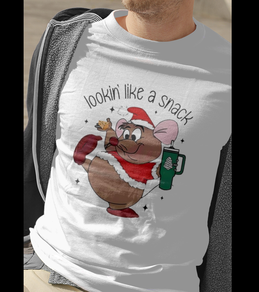 Cinderella Gusgus Lookin Like A Snack Christmas Santa Outfit With Cookie And Drink T-Shirt