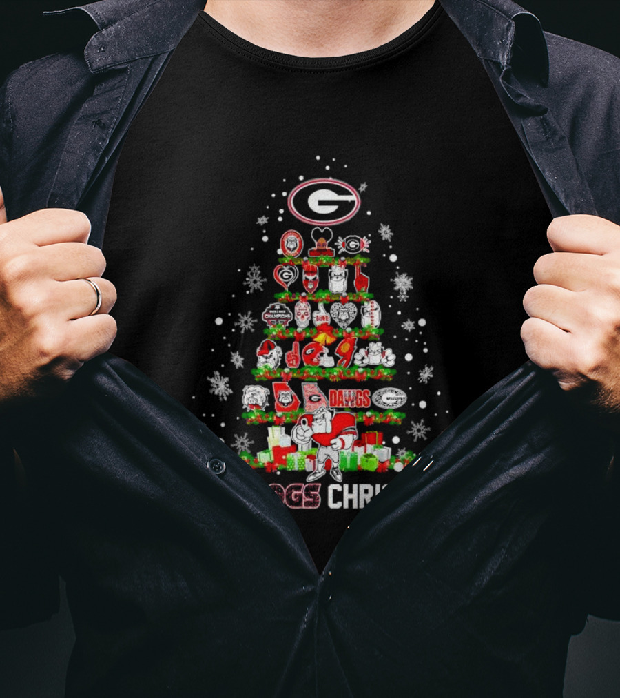 Georgia Bulldogs Dawgs Christmas Tree T-Shirt