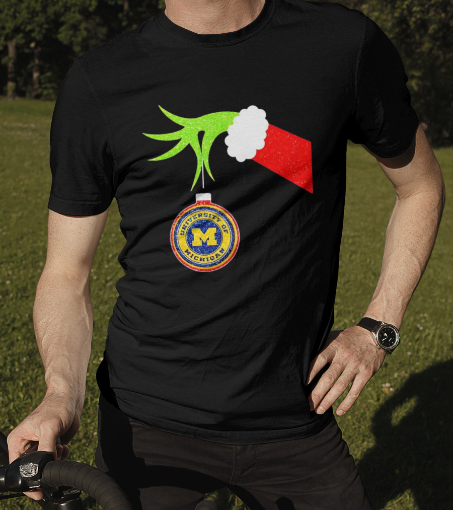 University Of Michigan Christmas Grinch Hand T-Shirt
