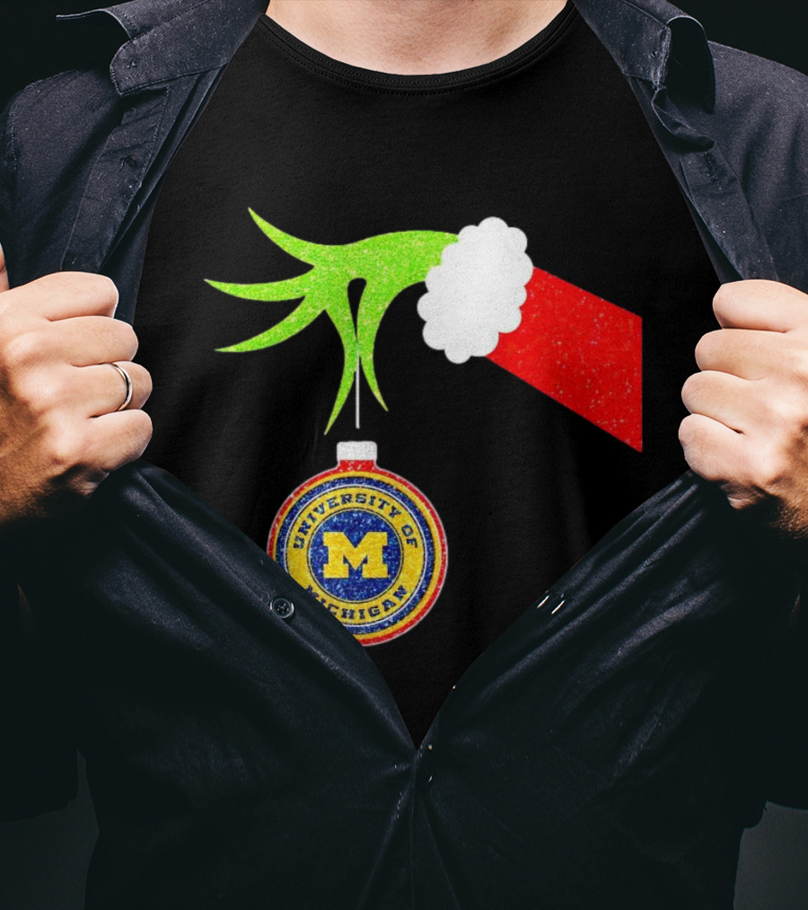 University Of Michigan Christmas Grinch Hand T-Shirt