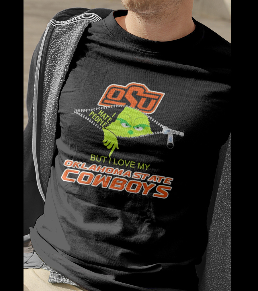 Grinch I Hate People Love My Oklahoma State Cowboys OSU T-Shirt