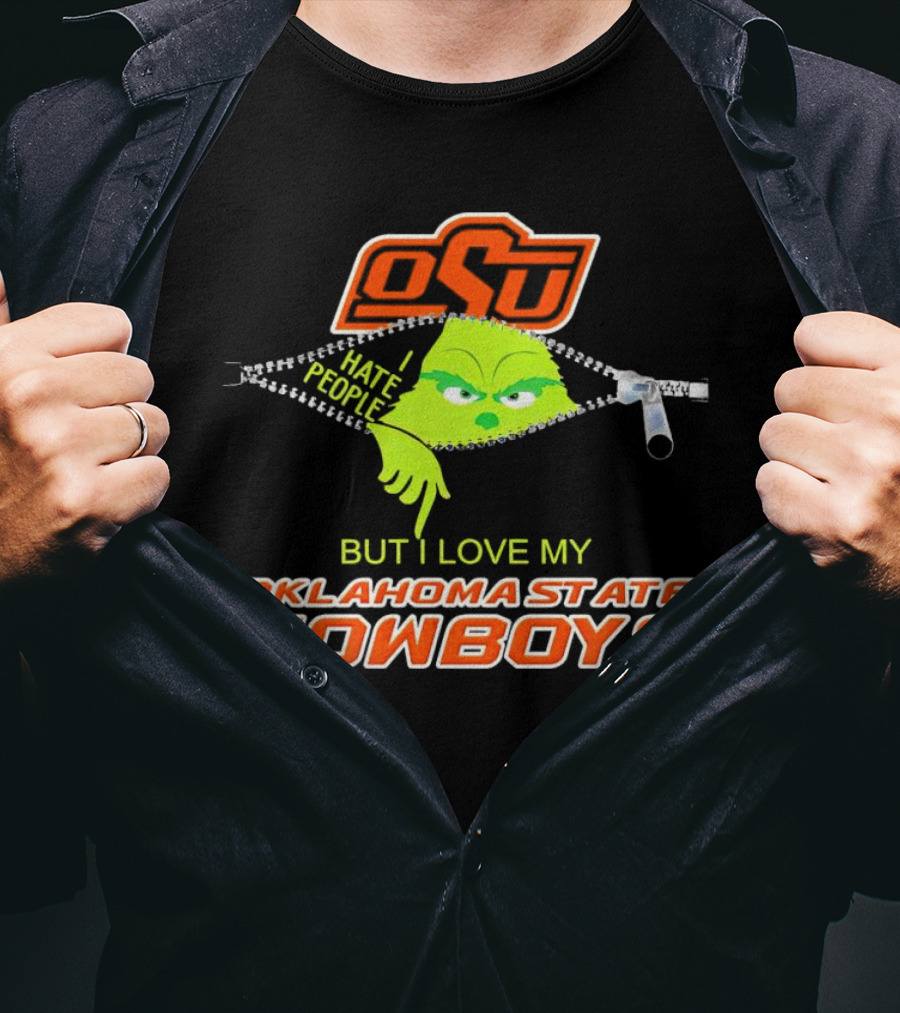 Grinch I Hate People Love My Oklahoma State Cowboys OSU T-Shirt