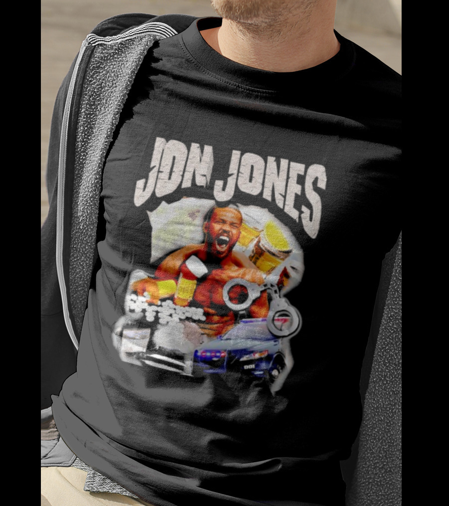 Jon Jones Vintage Police Car Handcuffs Pills Bottles T-Shirt