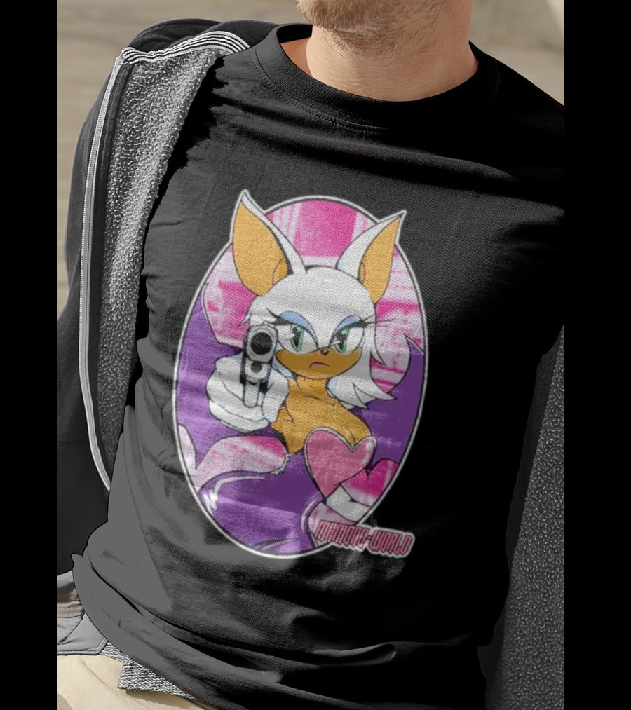 Mamono World Character With Gun And Heart T-Shirt