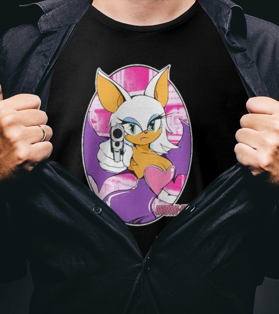 Mamono World Character With Gun And Heart T-Shirt