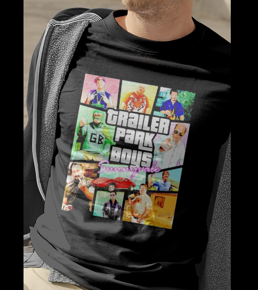 Trailer Park Boys Sunnyvale Collage Of Characters And Car In Vibrant Colors T-Shirt
