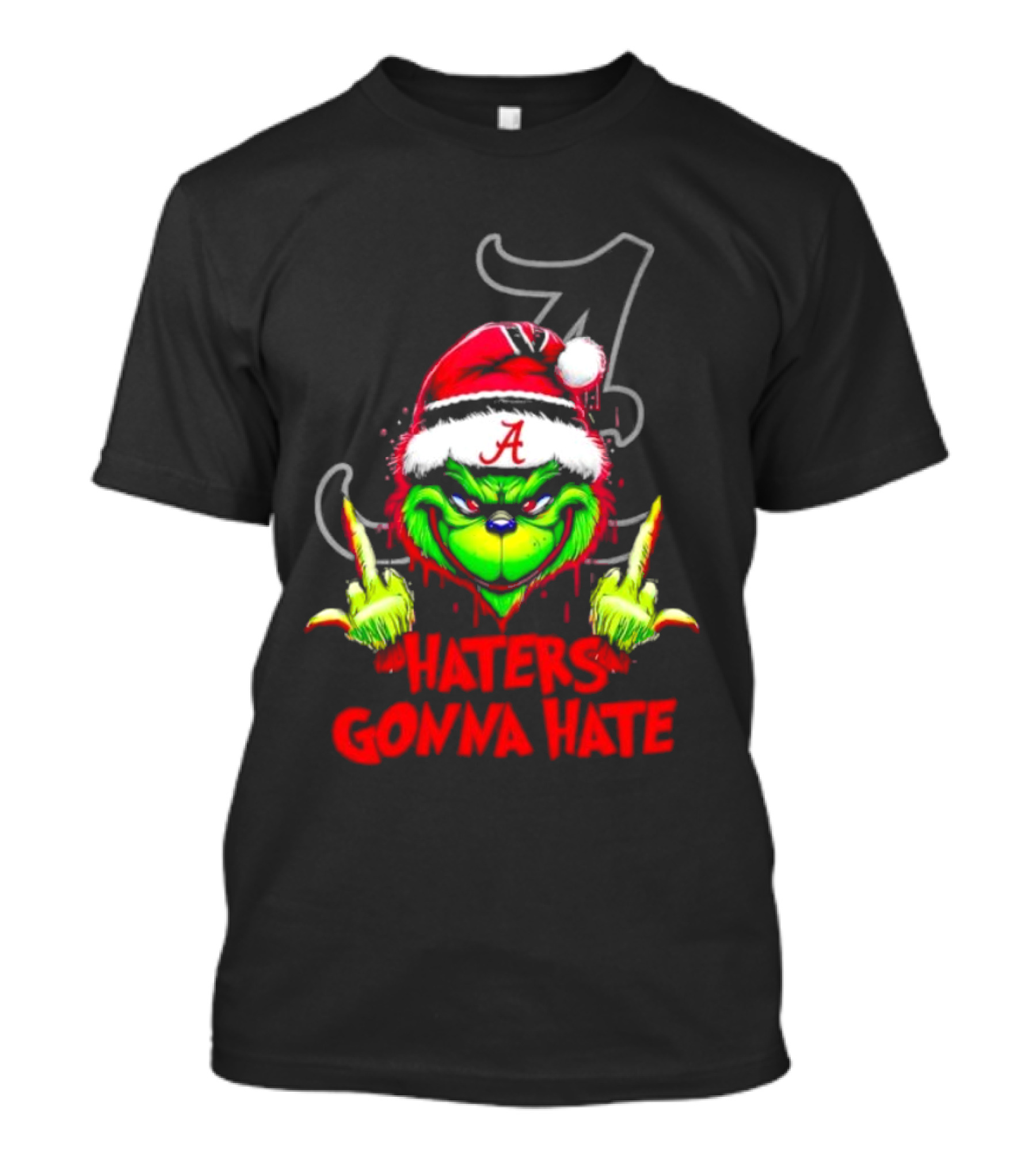 Alabama Crimson Tide Grinch Haters Gonna Hate Middle Finger T-Shirt