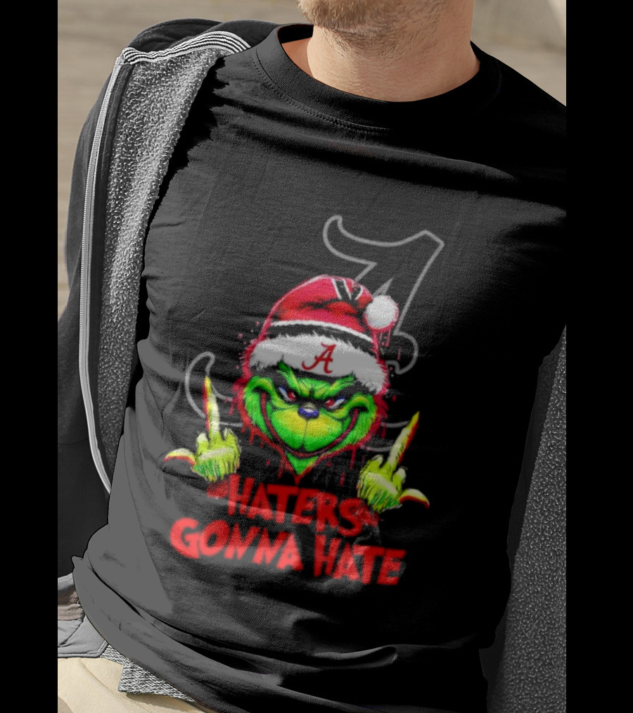 Alabama Crimson Tide Grinch Haters Gonna Hate Middle Finger T-Shirt