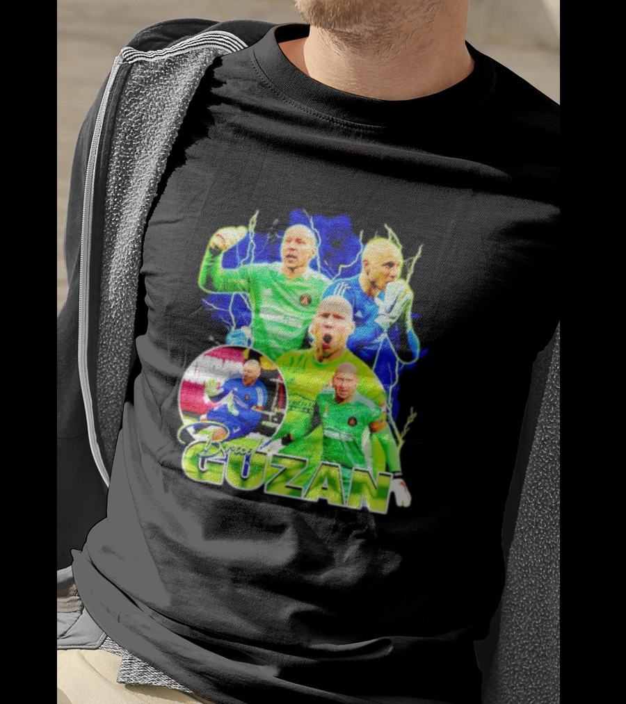 Brad Guzan Atlanta United Green And Blue Lightning Soccer Montage T-Shirt