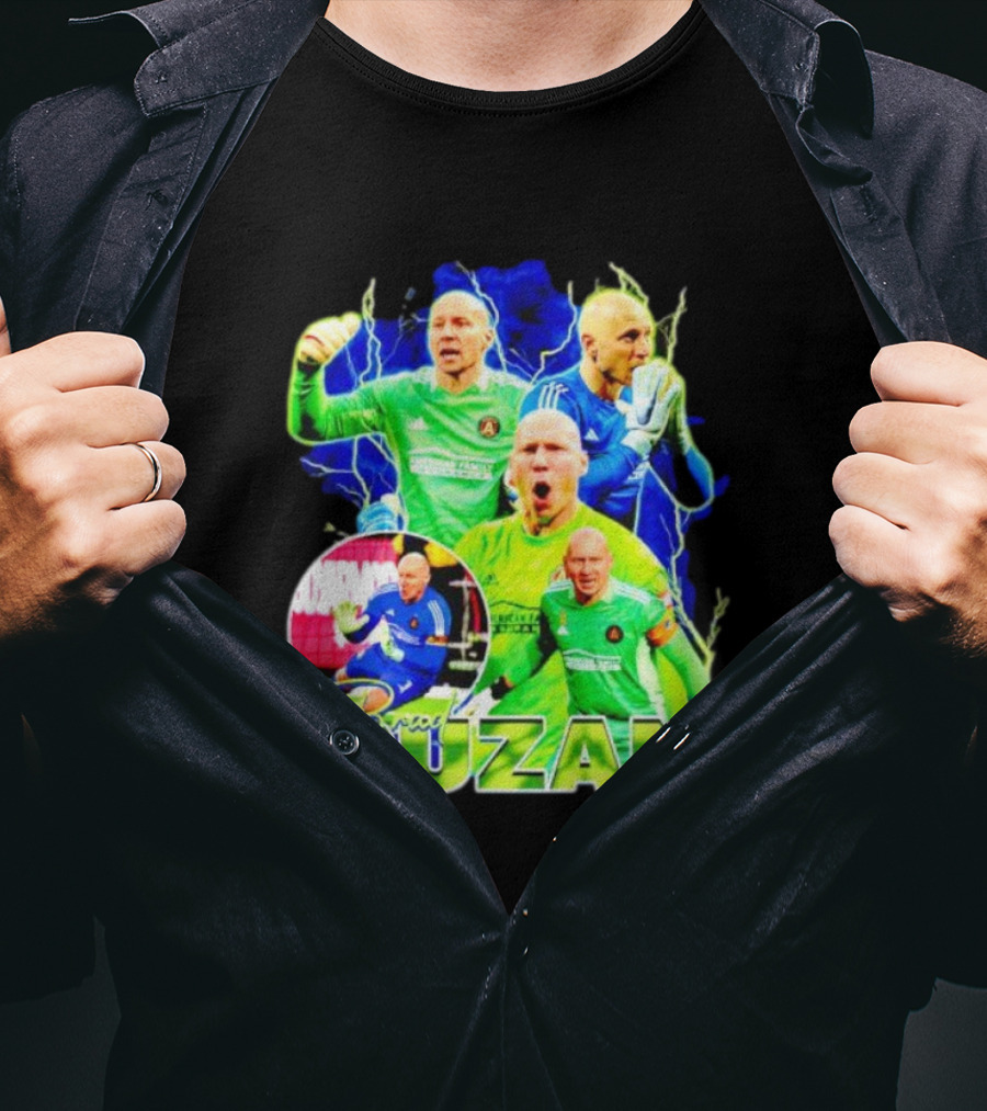 Brad Guzan Atlanta United Green And Blue Lightning Soccer Montage T-Shirt