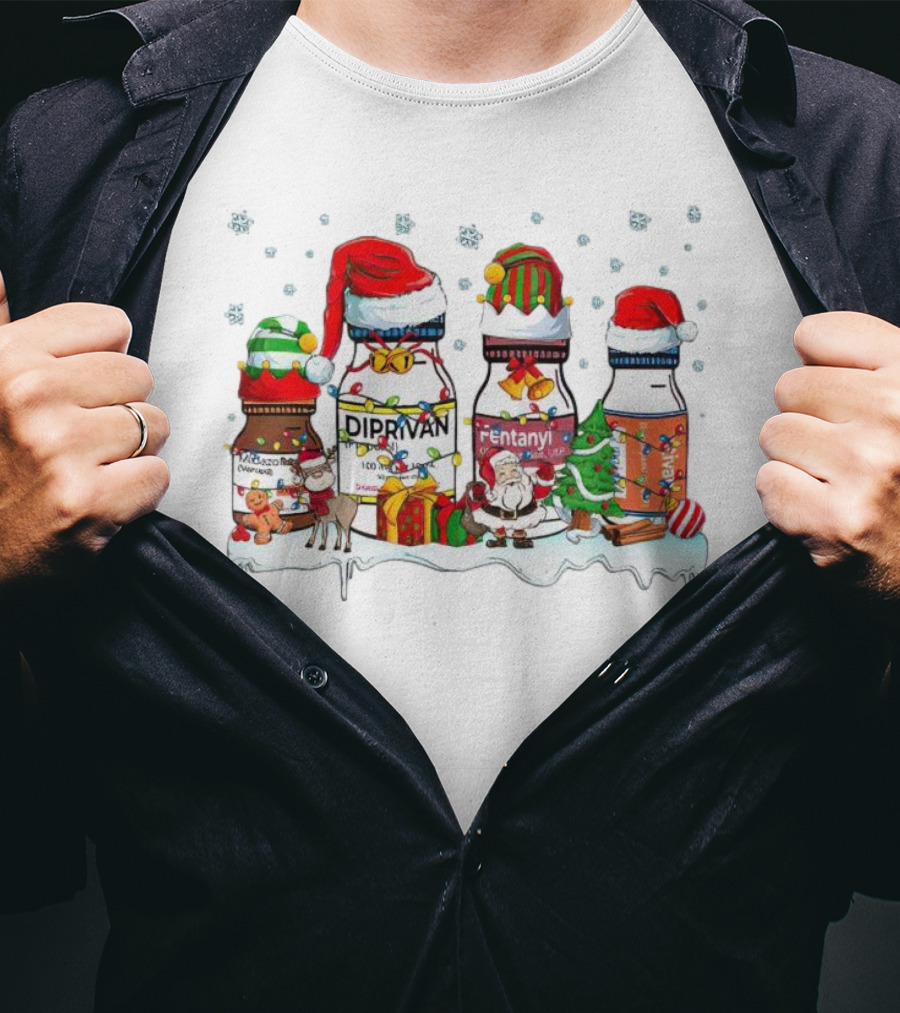 Santa Diprivan Fentanyl Christmas Bottles T-Shirt
