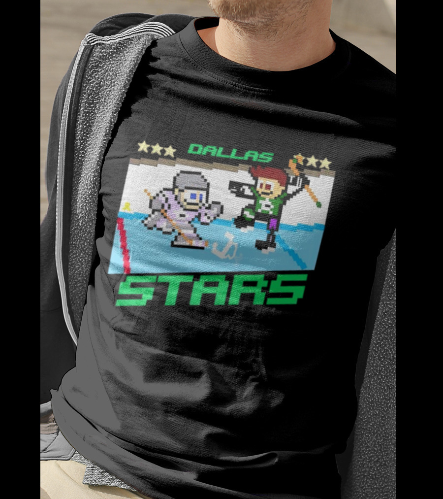 Dallas Stars Hockey Fights Cancer Pixel Art Jayden T-Shirt