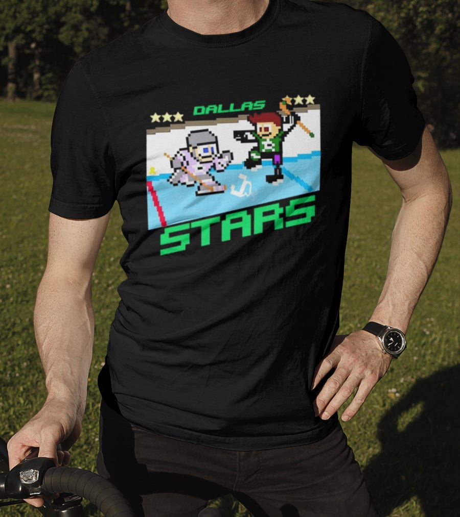 Dallas Stars Hockey Fights Cancer Pixel Art Jayden T-Shirt