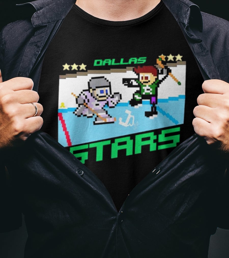 Dallas Stars Hockey Fights Cancer Pixel Art Jayden T-Shirt