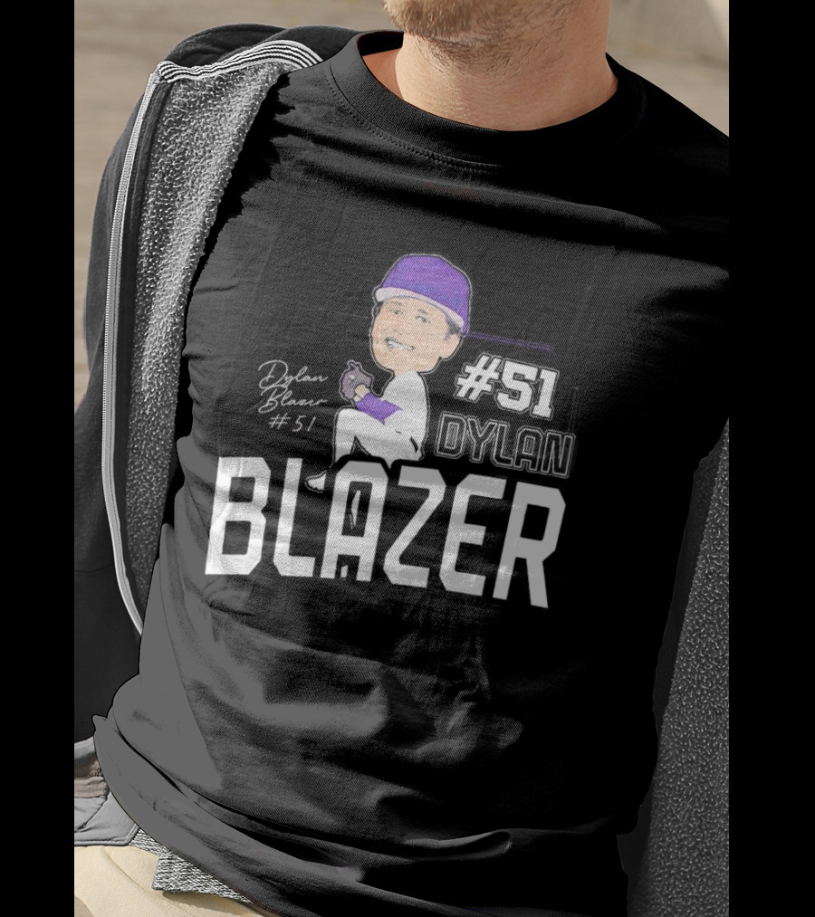 Dylan Blazer #51 Caricature Signature Baseball T-Shirt