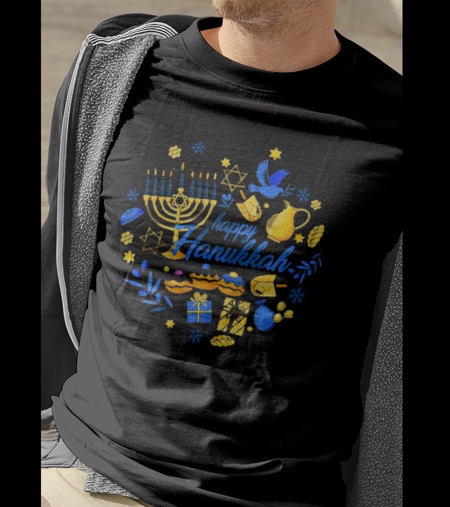Happy Hanukkah Menorah Dreidel Gifts Star Of David Celebrations T-Shirt