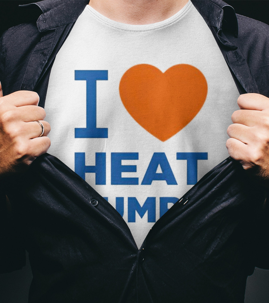 I Heart Heat Pumps Bold Blue Orange T-Shirt