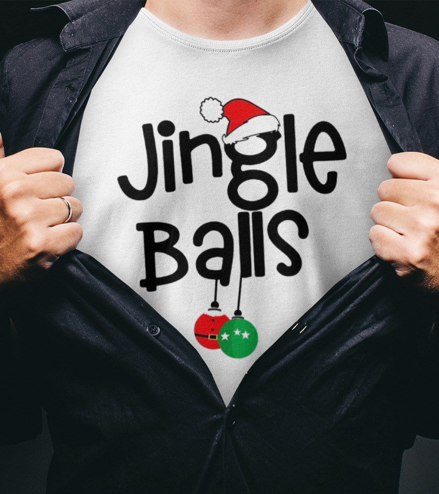 Jingle Balls Christmas Santa Hat Red Green Ornaments T-Shirt