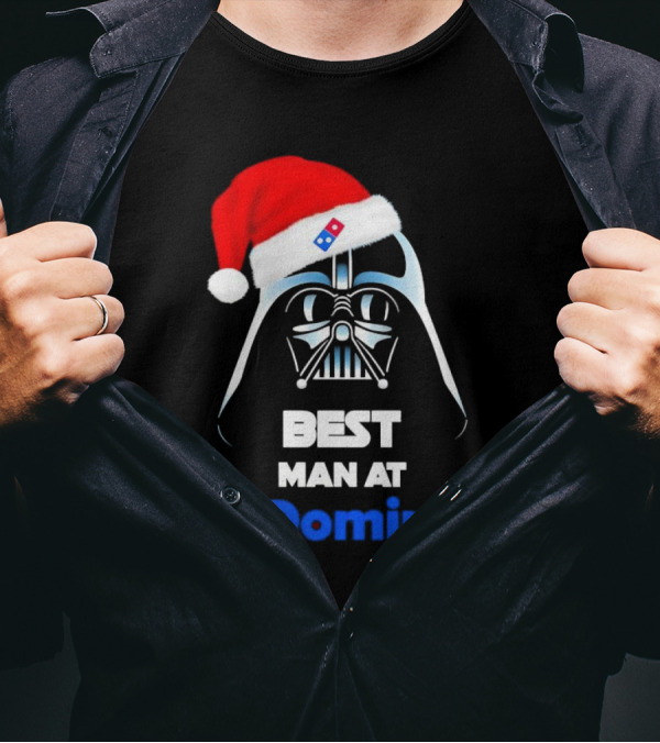 Darth Vader Santa Hat With Best Man At Domino's Christmas T-Shirt