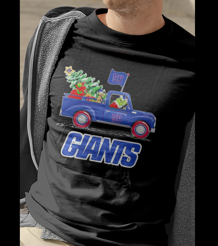 Grinch Driving Christmas Truck New York Giants Holiday T-Shirt
