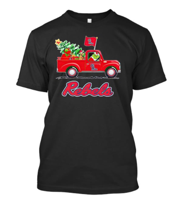 Ole Miss Rebels Grinch Driving Christmas Truck With Tree And Gifts T-Shirt