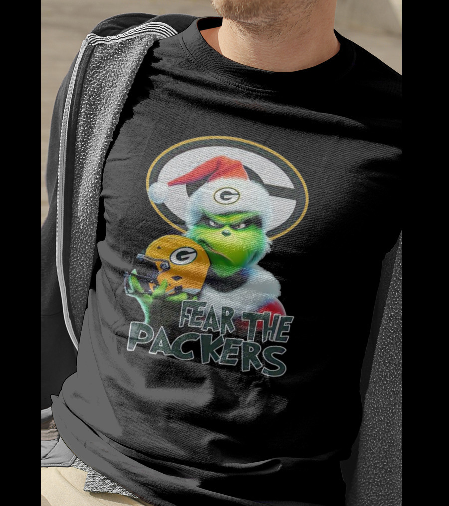 Grinch Fear The Green Bay Packers Christmas G Helmet T-Shirt