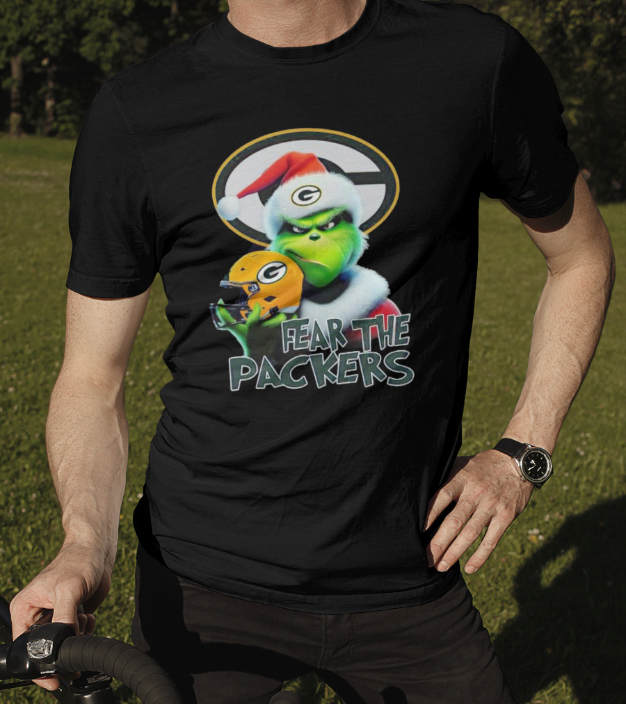 Grinch Fear The Green Bay Packers Christmas G Helmet T-Shirt