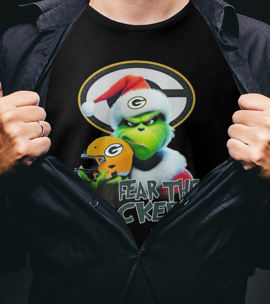 Grinch Fear The Green Bay Packers Christmas G Helmet T-Shirt