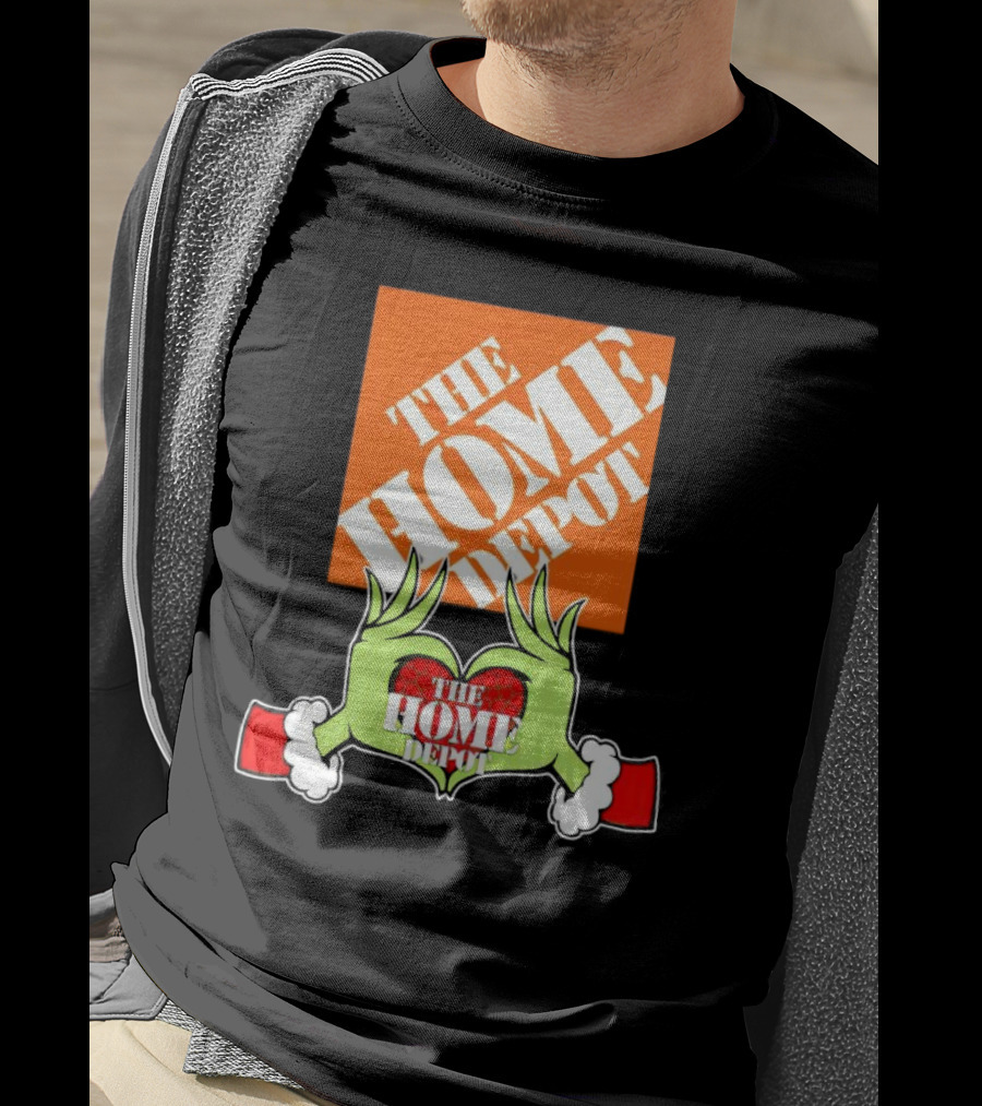 The Home Depot Christmas Grinch Green Hands Heart T-Shirt