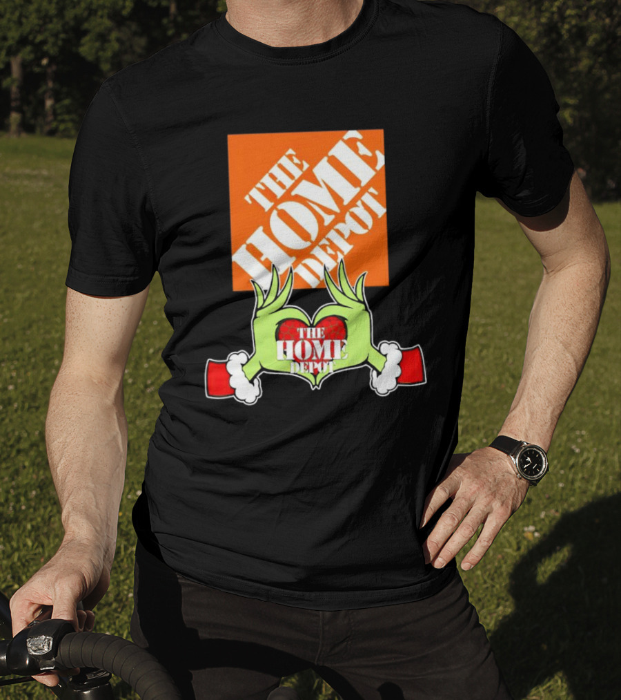 The Home Depot Christmas Grinch Green Hands Heart T-Shirt