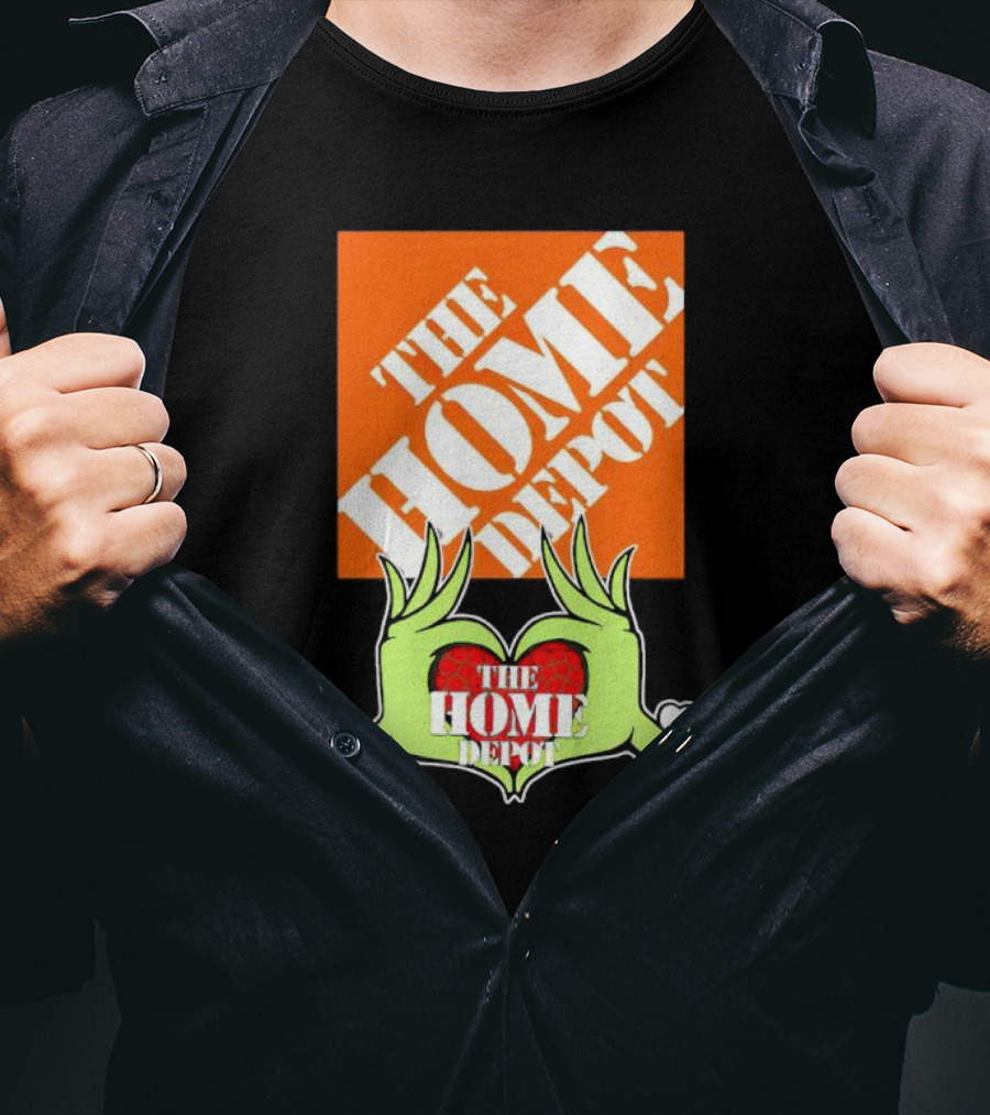 The Home Depot Christmas Grinch Green Hands Heart T-Shirt