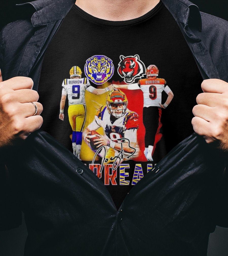 Joe Burrow Burreaux Signature LSU Tigers Cincinnati Bengals Football T-Shirt