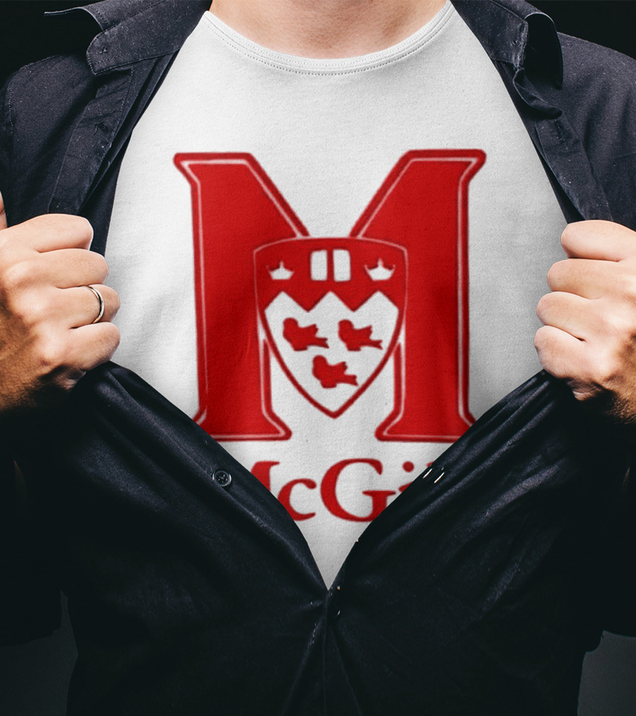 McGill University Large Red M And Shield Emblem T-Shirt