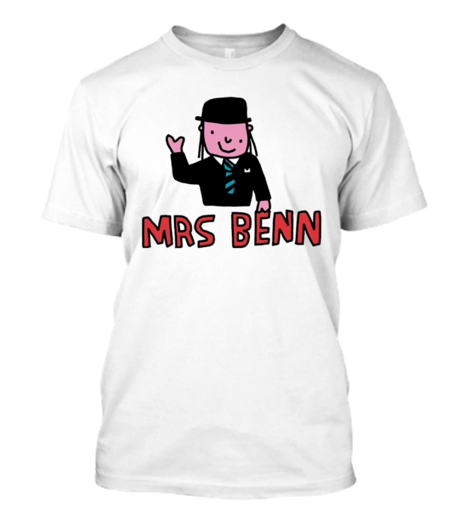 Mrs Benn Cartoon Character In Suit And Tie With Black Bowler Hat T-Shirt